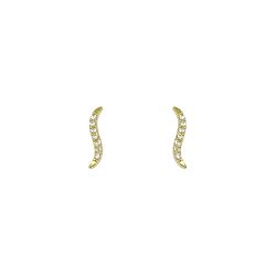 Brinco Filete com Zirc�nias em Ouro 18 Kilates - 22885